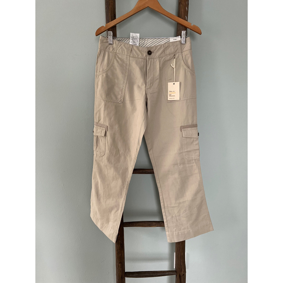 Carhartt Carpenter Crop Pants Relaxed Fit Utility Pockets Beige Size 2 NWT - Picture 1 of 4